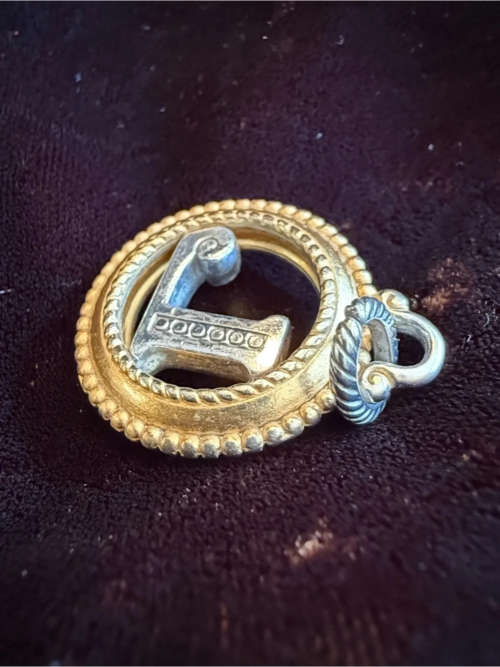Vintage Gold And Silver “L” ABCs Brighton Pendant